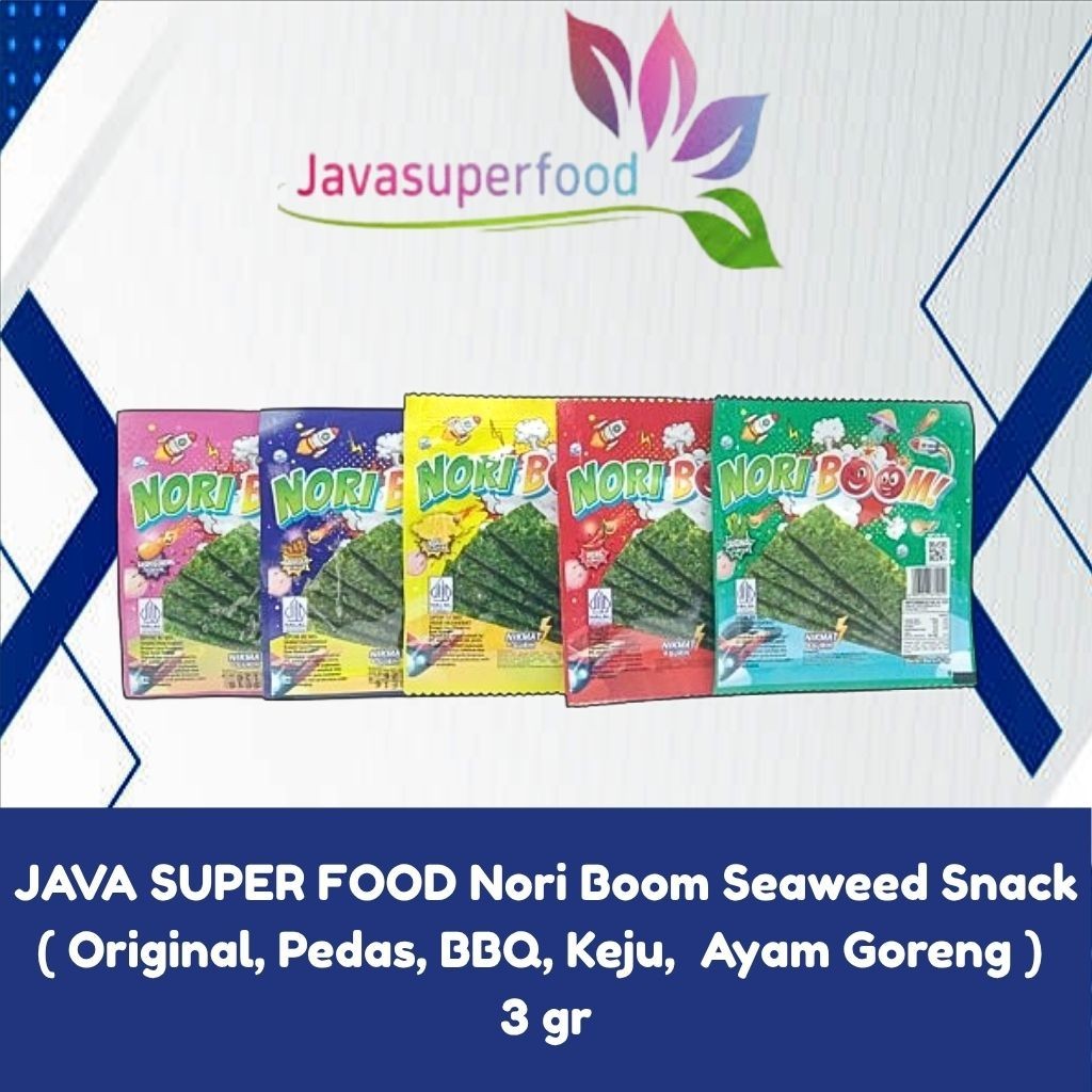

JOSCELLY.ID JAVA SUPER FOOD Nori Boom Seaweed Snack ( Original, Pedas, BBQ, Keju, Ayam Goreng ) 3 gr