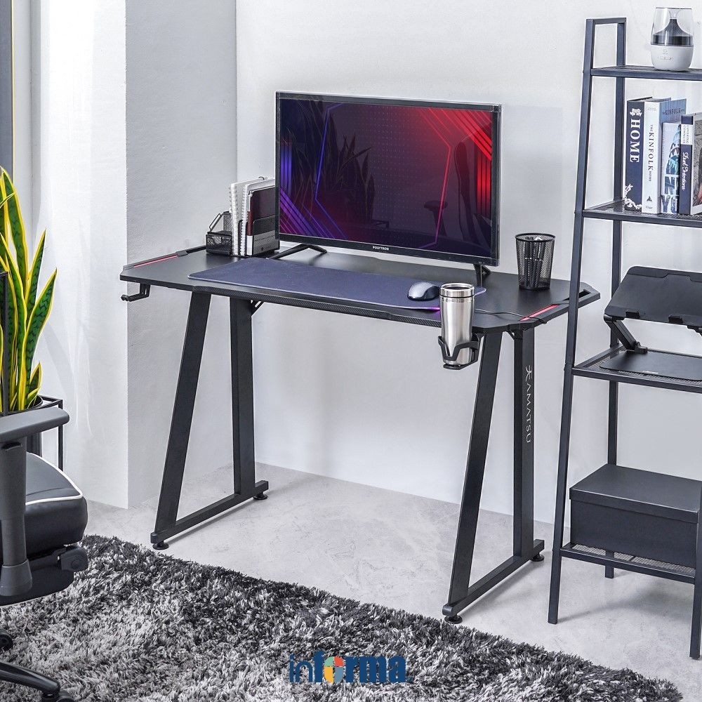

Informa Amatsu Chi Meja Gaming - Hitam Gaming Desk Meja Komputer Gaming Pc Table