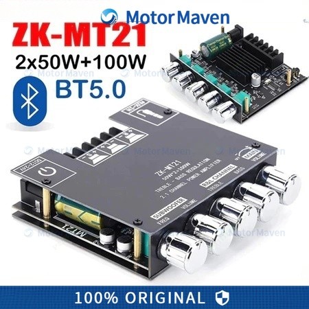 Audio Stereo Bass Power Amplifier Board ZK-TB21 ZK-MT21 Bluetooth 5.0 50Wx2+100W Amplifier Mini Blue