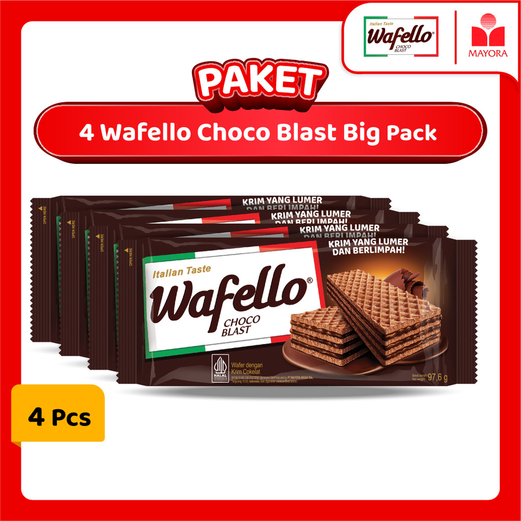 

Paket 4 Wafer Wafello Choco Blast Big Pack