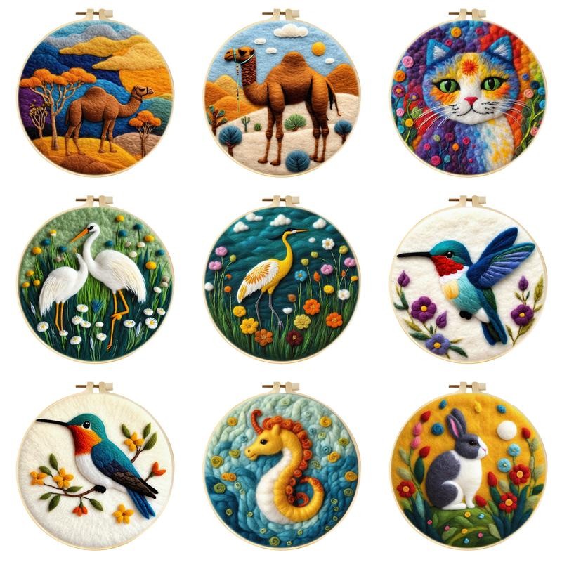 

RUOPOTY 1 Pack Needle Felt Starter Set Wool Painting Set Diy Gift Bird Rabbit Animals Needle Felting Painting For Home Wall Art