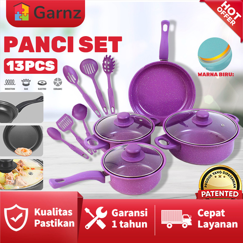 Cookware Panci Set 13 IN 1 Wajan Penggorengan Spatula Set Isi 13Pcs 1 Set Frypan Saucepan