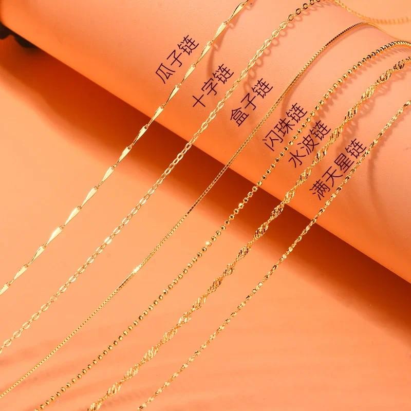 S925 Sterling Silver Cross Chain melon seed chain round bead naked water wave short clavicle Necklac