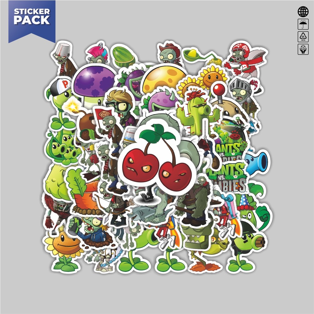 

[100PCS]Stiker Pack Stiker Game Series PLANT vs ZOMBIE Character Mix 4 Aesthetic Vinyl Anti Air Dekorasi Sticker Laptop Buku Journal Koper Helm Casing HP Gitar Helm Skateboard