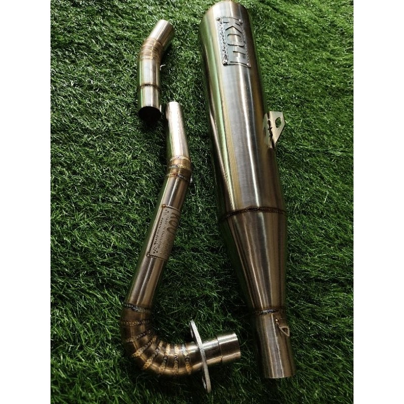 Titanium POWER PIPE SWIRL TYPE 3 CUTS 51MM TIP GOOD FOR STOCK ENGINE TO 57MM BORE UP FOR WAVE125/WAV