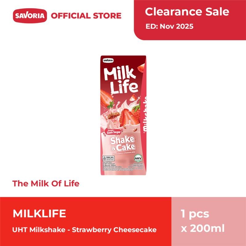 [Clearance] MilkLife UHT Milkshake Strawberry Cheese 200ml