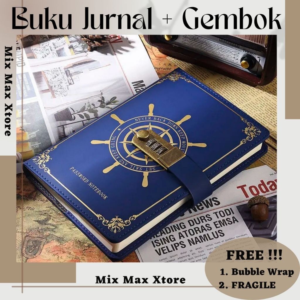 

RC TODDI Buku Jurnal Leather Vintage Pirate A5 200 Halaman Grid with Lock - Blue / Black