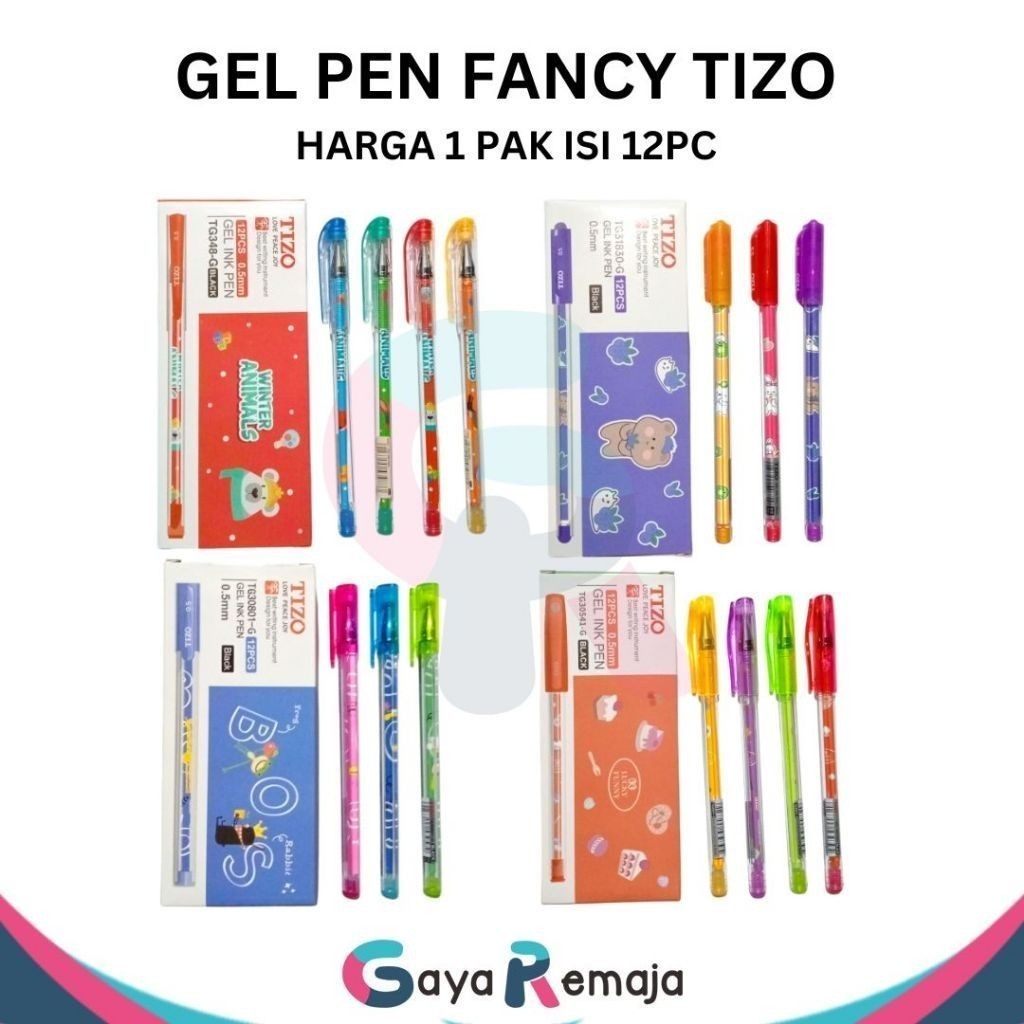 

Gel Pen TIZO | Pulpen 1 Pak & Ecer Murah | Fancy Pen | ballpoint tizo | bolpen tizo