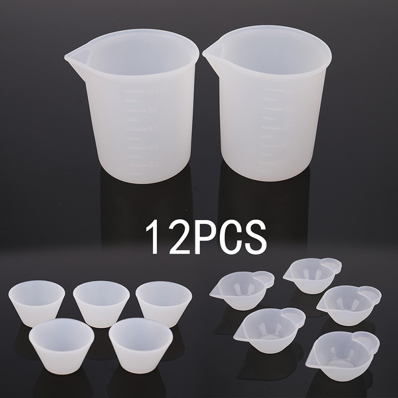 

12Pcs Silicone Mixing Measuring Cups UV Resin Mold DIY Casting Jewelry Tool Kit