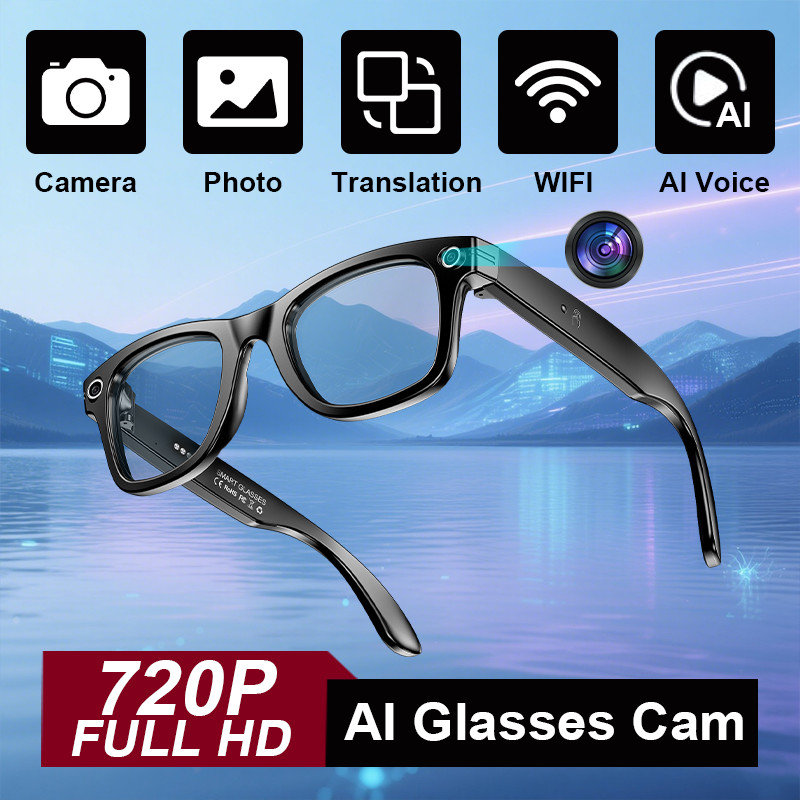 LIGE Fashion AI Camera Smart Glasses IP65 Waterproof Bluetooth Call Playing Music Smart Glasses Iden