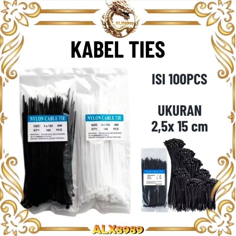 

Kabel Ties / Kabel Tie / Cable Tis / Kabel Tis / Nylon Cable Tie 2,5mm × 150mm / 15cm Serbaguna Hitam Putih Warna Warni
