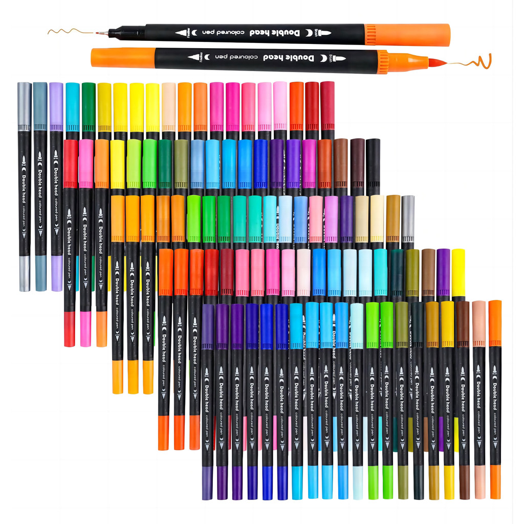 

12-120 Colors Double Headed Art Drawing Notebook Pen Painting Pen Color Marker Pen Brush Tip 1-2mm Fine Tip 0.4mm