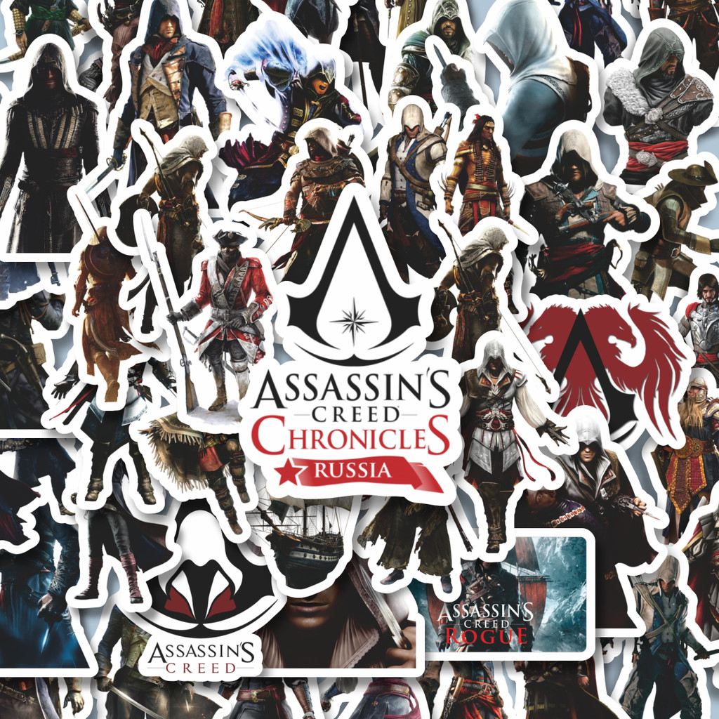 

100PCS Lucu Stiker Game Series Assasin's Creed Universe Mix 5 Stiker Aesthetic Stiker Anti Air Stikers Berperekat Waterproof sticker decal buat Motor Helm Buku Journal Koper Casing HP Laptop Botol Minum Hadiah anak