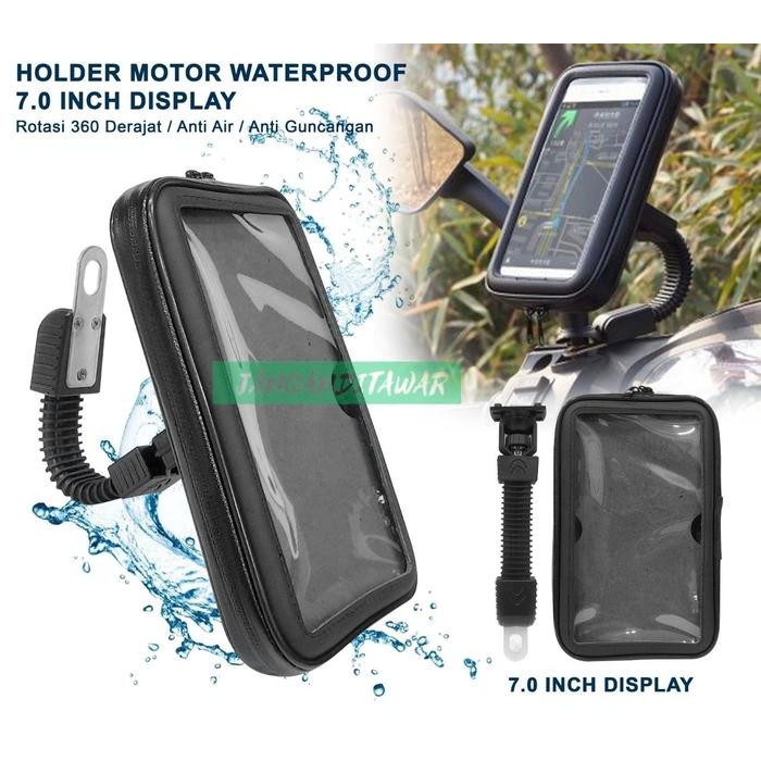* Holder Hp Spion Motor Anti Air 6.3 dan 7.0inch Waterproof Universal - 7.0 inch *