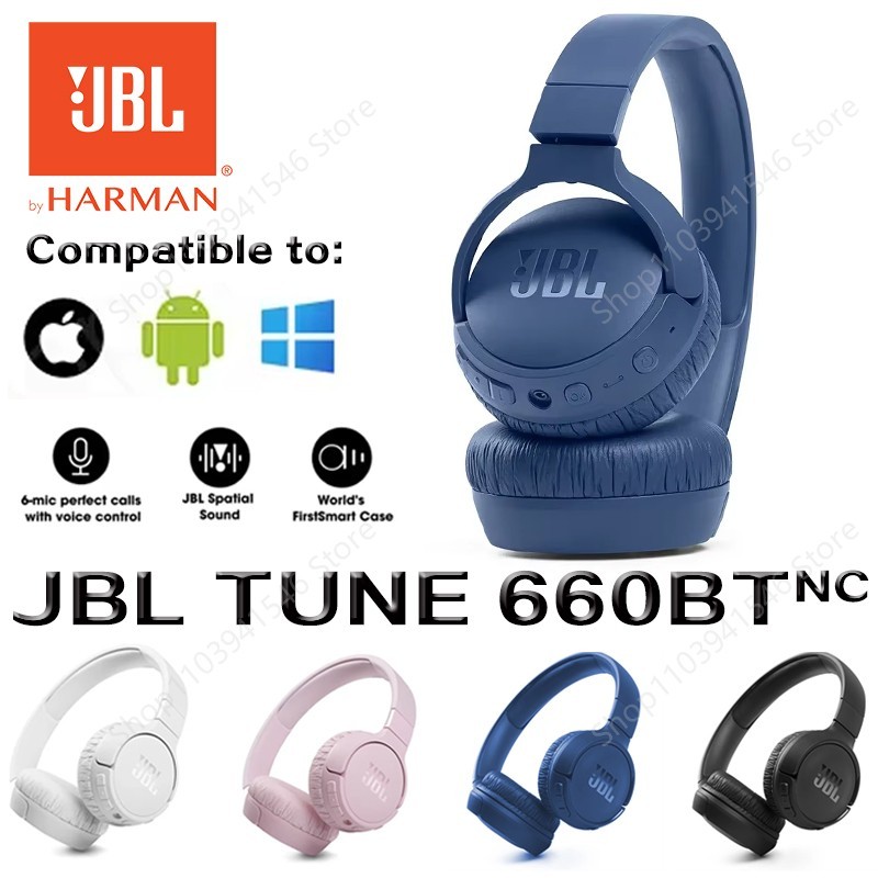 Original JBL Tune 660NC Wireless On-Ear Headphones Bluetooth Noise Cancelling Earphone Gaming Sport 