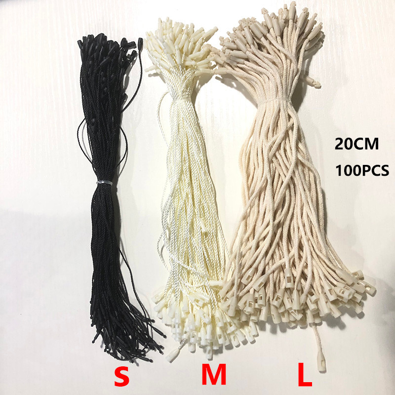 

White Black 100Pcs Large Bullet Clothes Cotton Tag Rope Cords Hanging Tablet For Garment Bag Tags Cards DIY Clothing Accessories