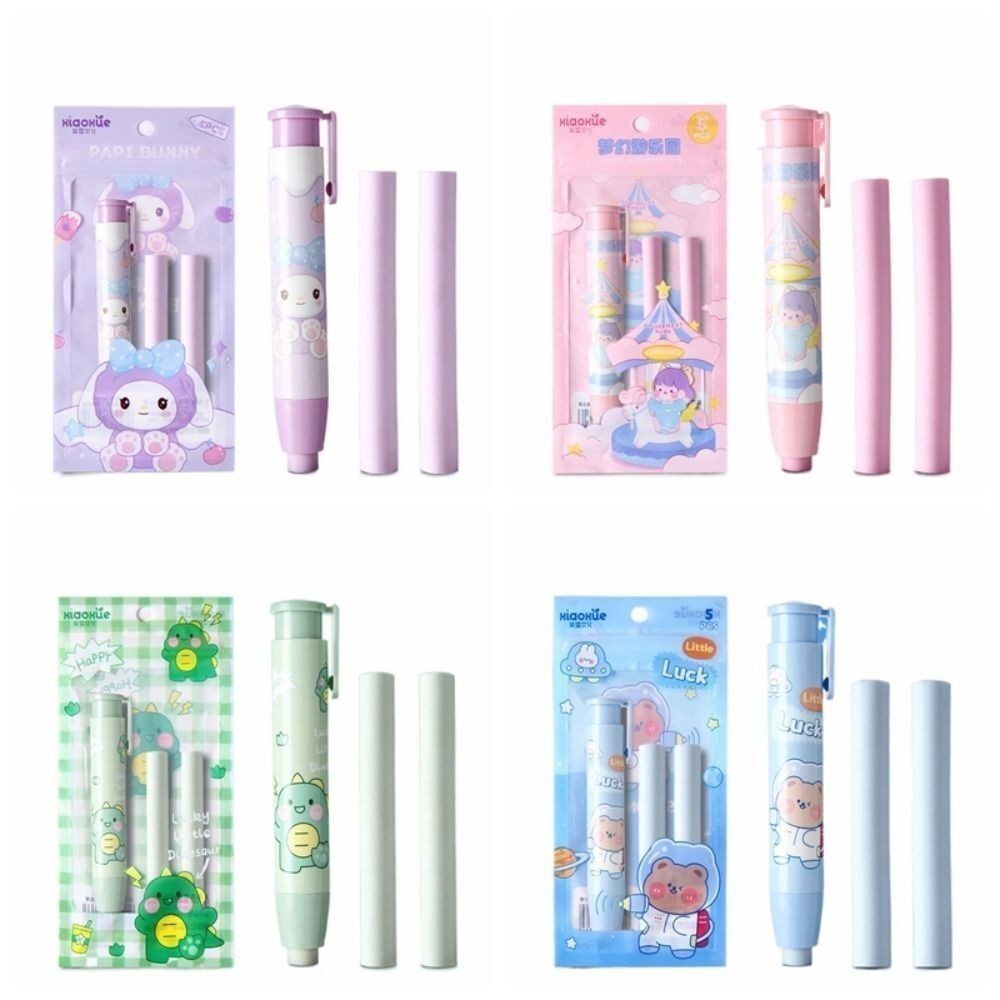 

New Rubber Press Eraser Cartoon Core Replacement Pencil Wiping Eraser With Refills School Supplies Eraser