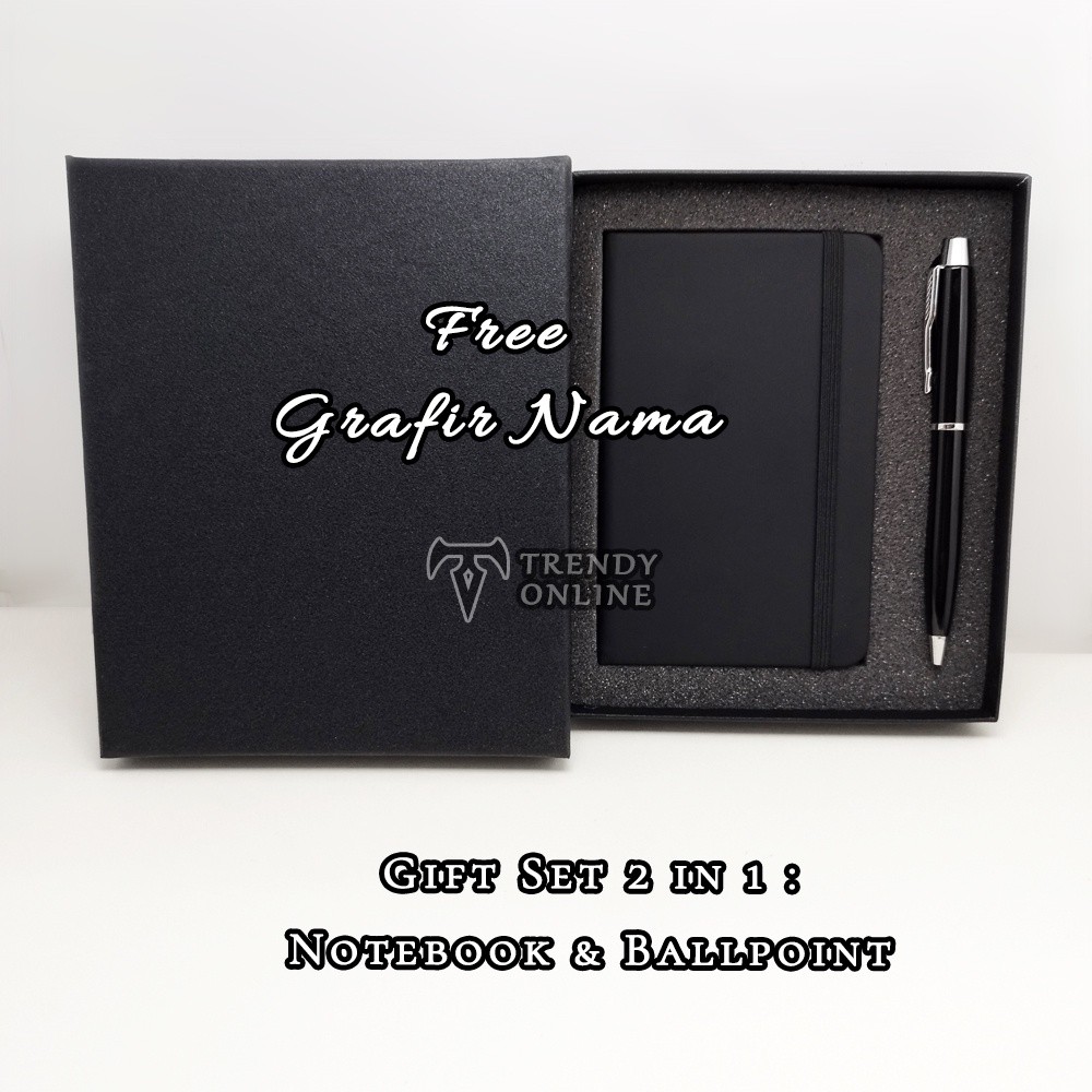 

COD Gift set Souvenir Notebook Ballpoint, Promosi, Hadiah, Pulpen Giftset Exclusif Pulpen, Notebook, Gratis Custom Nama Grafir
