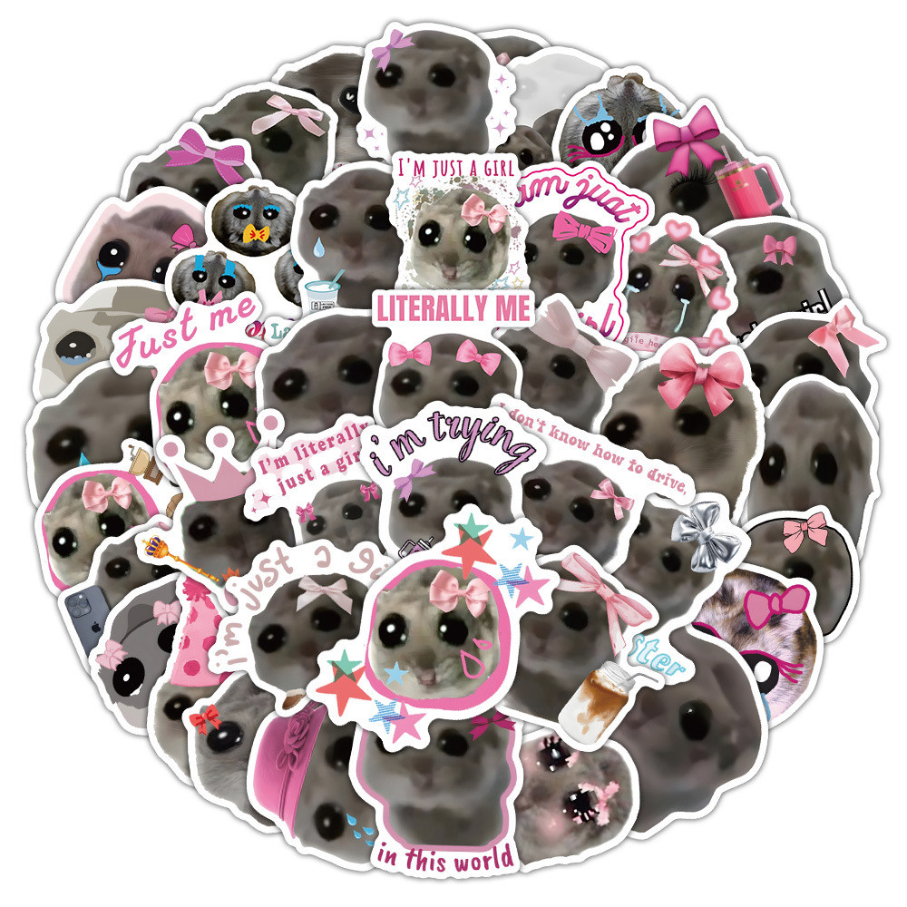 

10/30/60pcs Kawaii Cartoon Sad Hamster Meme Stickers Cute Decoration Sticker Luggage Scrapbook Phone Graffiti Decal for Kids Toy