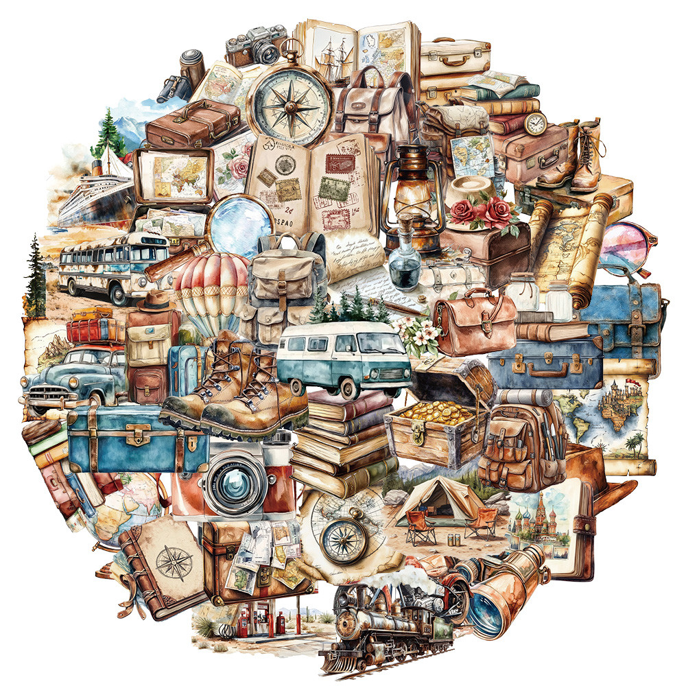 

50/100PCS Retro Travel Landscape Stickers DIY Luggage Notes Water Cup Speaker Skateboard Waterproof PET Stickers