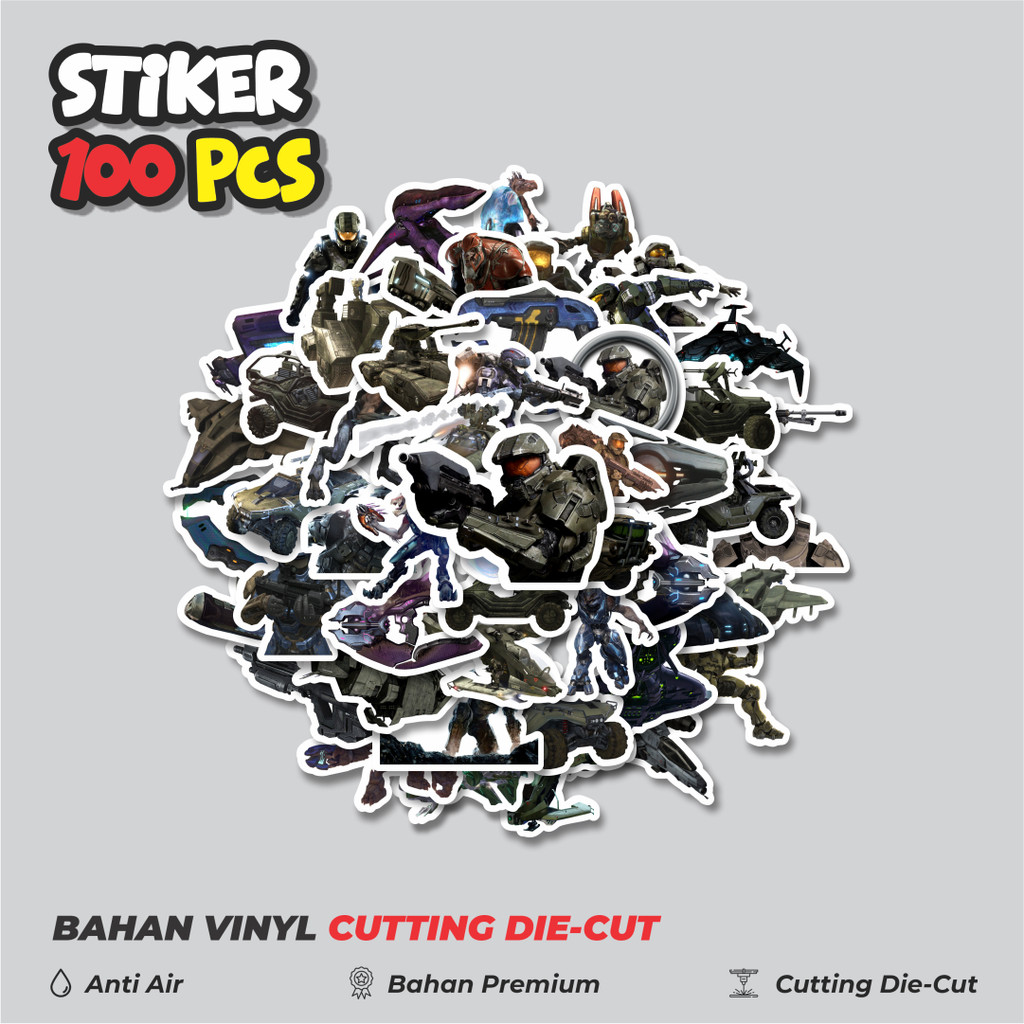 

Terbaru! 50 pcs Stiker Game Series Halo Karakter Mix 5 Dekorasi Lucu Kreatif untuk Notebook, Skateboard, HP