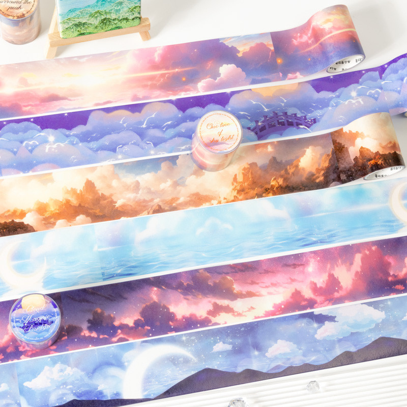 

50mm*2m INS Landscape Deco Stickers Sky Clouds Washi Tapes Art Decorative Journal Scrapbooking Sticker Aesthetic Stationery