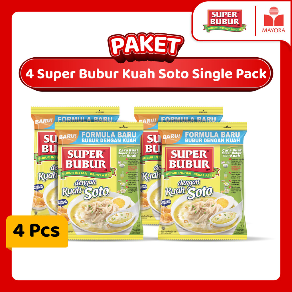 

Paket 4 Super Bubur Kuah Soto Single Pack