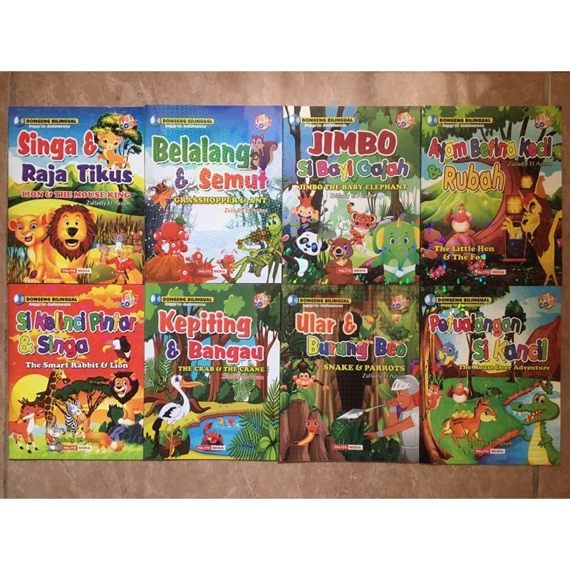 Buku Dongeng Binatang Bilingual Anak | Singa & Raja Tikus | Belalang & Semut | Jimbo Si Bayi Gajah |