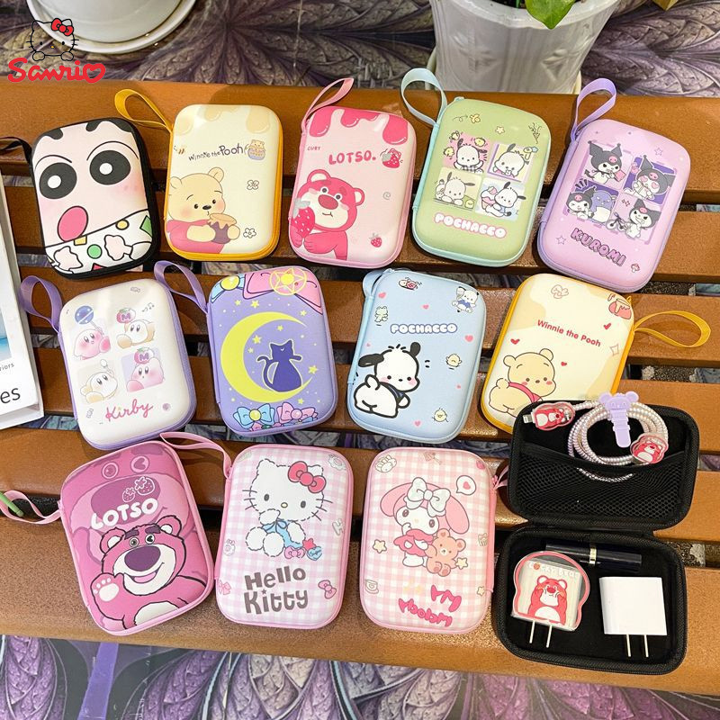 

Anime Sanrio Hello Kitty Kuromi Storage Bag Pochacco Storage Box Data Cable Charger Travel Earphone Storage Protective Case Gift