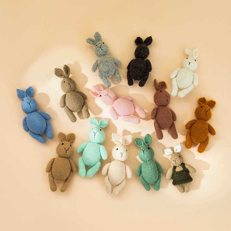 Handmade Rabbit Doll Newborn Photography Props Baby Posing Cute Animal Dolls Baby Photo Shooting Boo