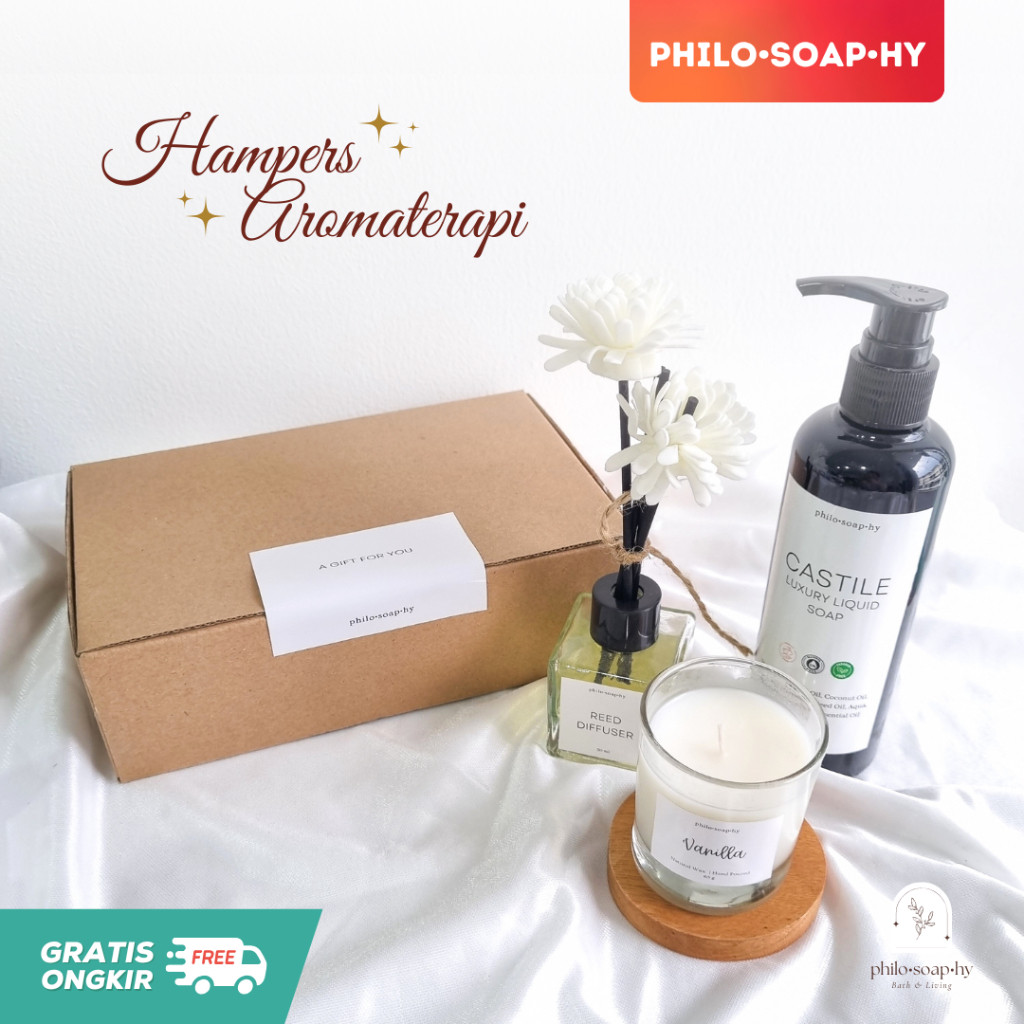 

⭐️NEW⭐️ HAMPERS AROMATHERAPY SIMPLE - Hampers Ulang Tahun Wisuda Wedding Graduation Birthday Lebaran Idul Fitri Eid Mubarak Aromatherapy Lilin Aromaterapi Reed Diffuser Scented Candle Murah - Sabun Natural Organic Soap Gift Set - Souvenir Pernikahan Kado