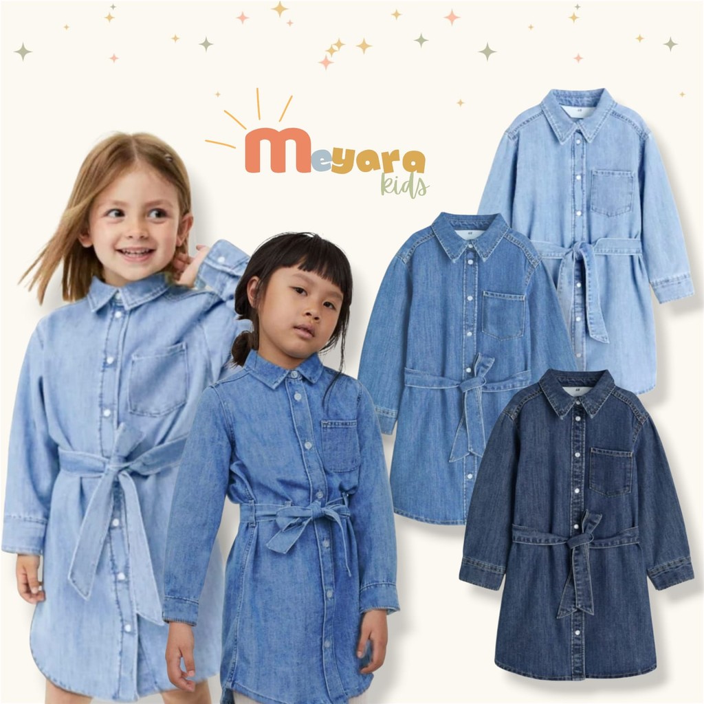 MEYARA - Dress Denim Jeans + Belt Anak Perempuan Tunik 3-8y
