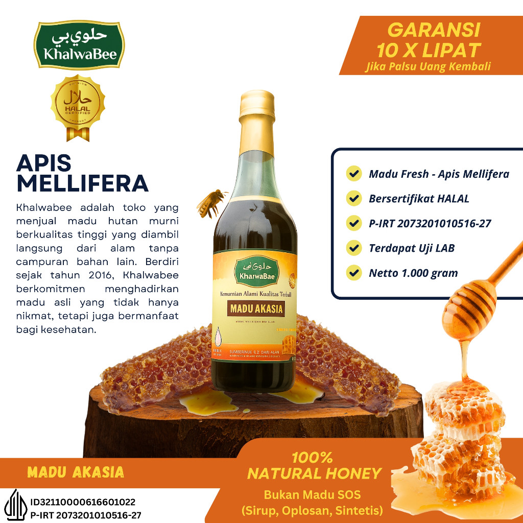 

Madu Hutan Akasia Murni Asli 1kg Khalwabee Grade A 100 % Premium Pure Natural Honey
