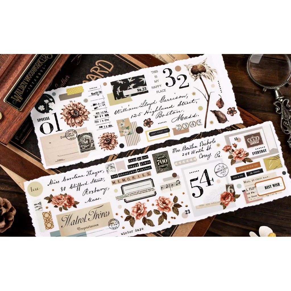 

Mooka Studio Vintage Daily Collection Notes Washi PET Tape for Card Making DIY Scrapbooking Decorative Sticker