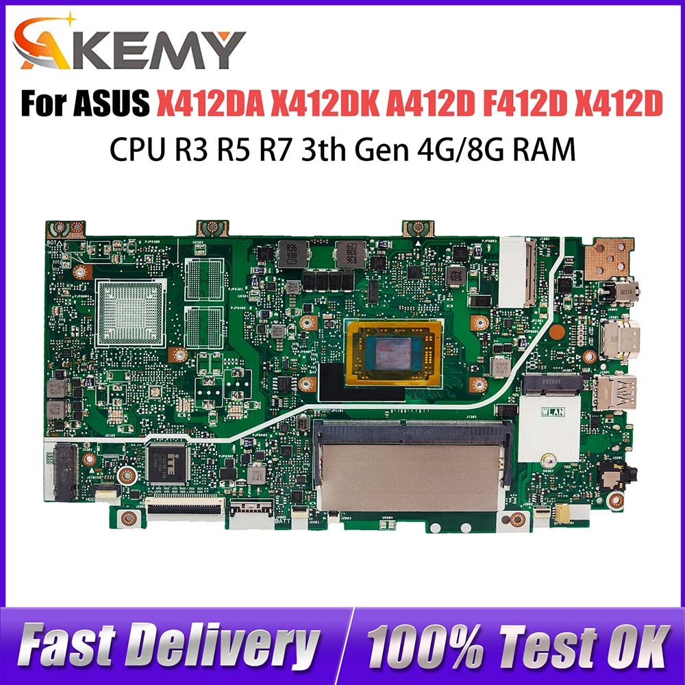 Computer Mainboard For ASUS X412DK X412D X412DA A412D F412D Laptop Motherboard CPU R3 R5 R7 UMA 4G 8
