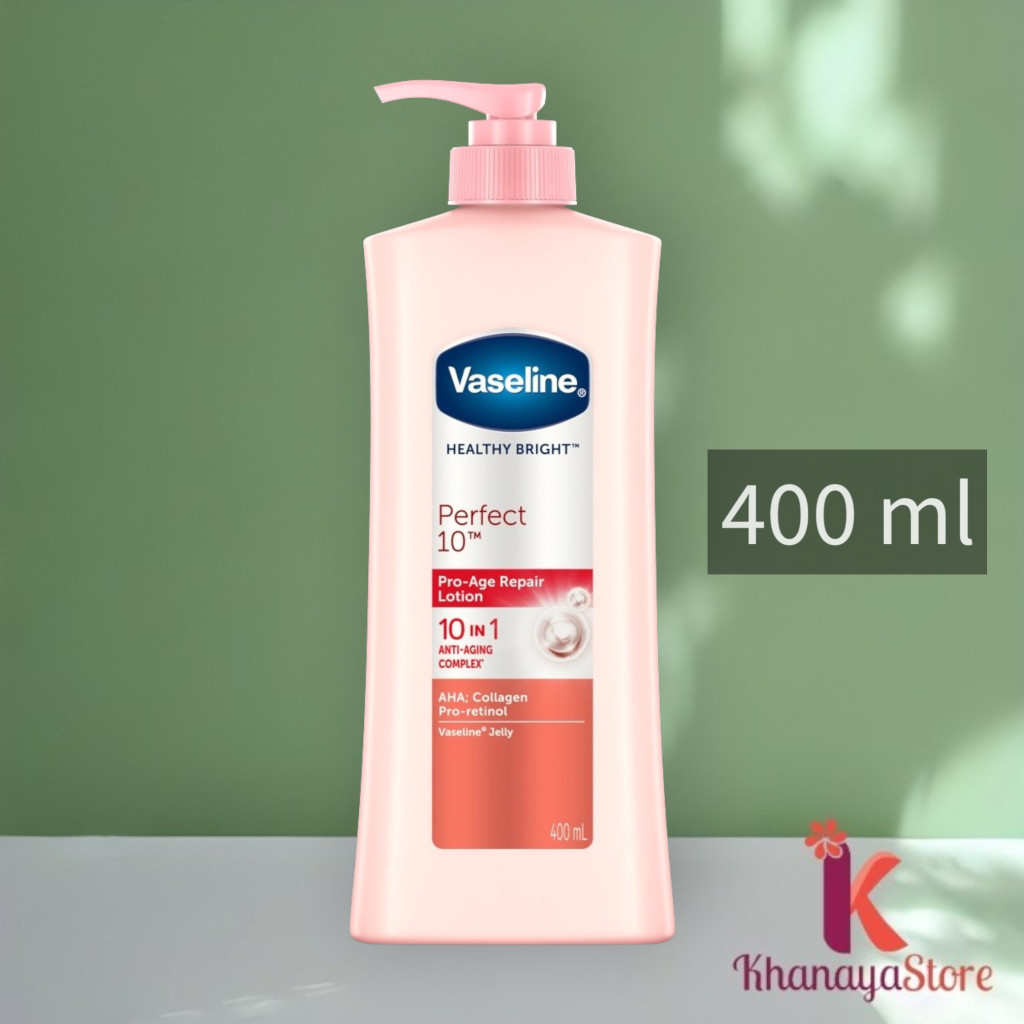 Vaseline 400ml 400 ml hand body lotion / Vaseline Healthy Bright Perfect 10 Advanced Strength Putih 