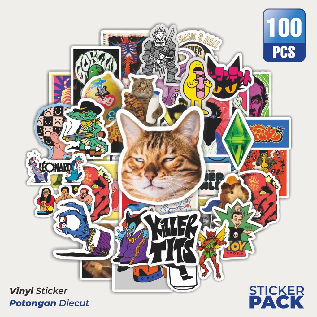 

Super Hemat! 100 PCS Stiker Random V6 Waterproof Aesthetic- Untuk Laptop, Motor, dan Helm - Paper Stationery Pack