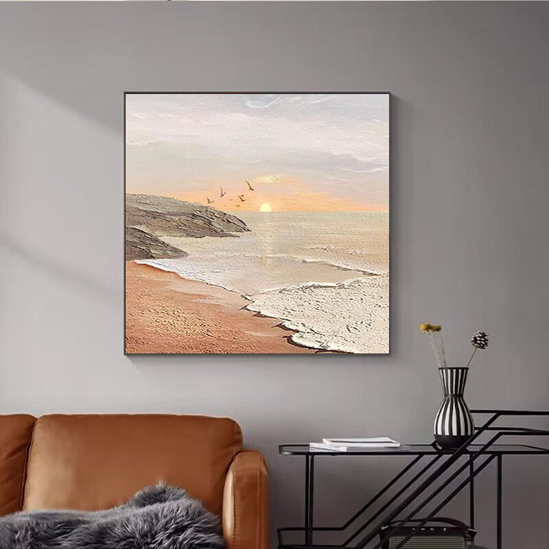 

Ocean Wave 2025 Oil Painting On Canvas Dusk Sunset Wall Art Abstract Minimalist Painting Sea Wall Art Living Room Decor