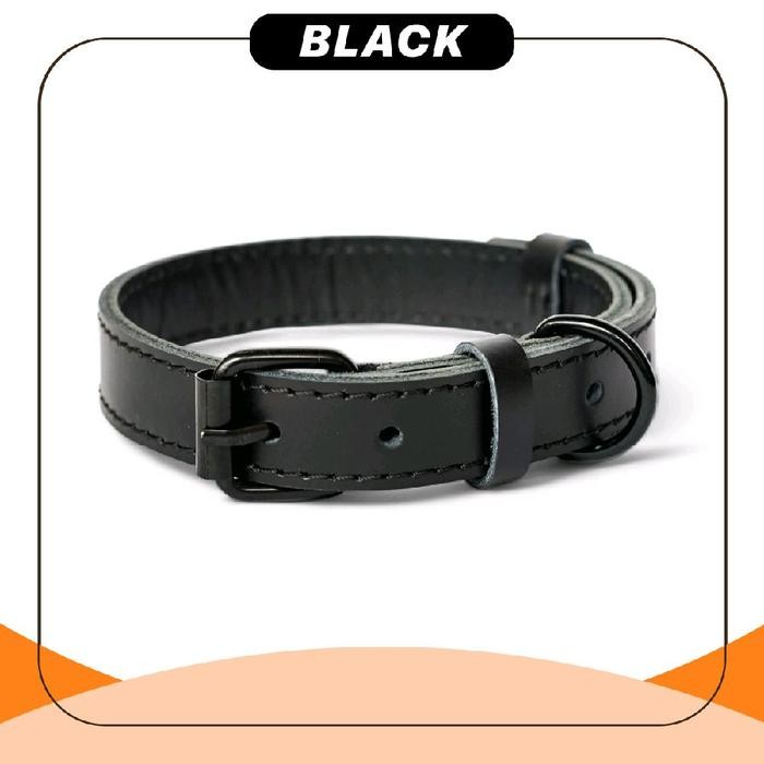 Kalung Anjing Nama - Leather Dog Collar - BLACK, S