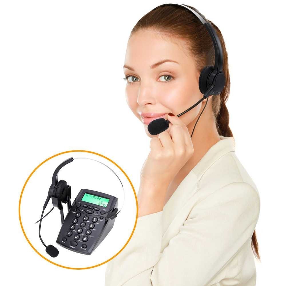 SAKHSHP Voicejoy Telephone Desk HT800 with Headphone Call Center 500