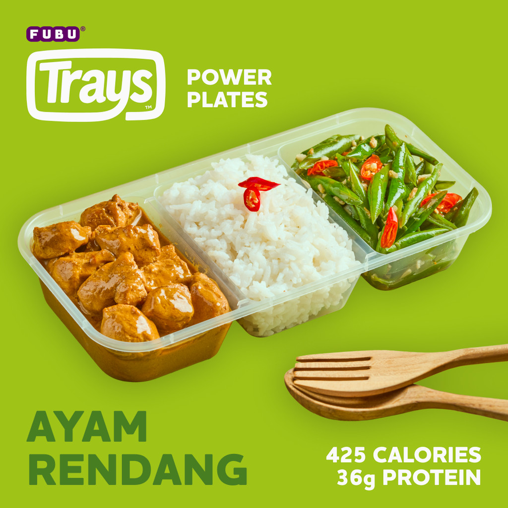 

FUBU Trays - Power Plates - Ayam Rendang with Green Beans and Jasmine Rice - White Meat Dada Ayam khas Padang Asli dengan Tumis Buncis dan Nasi High Protein Bulking - Satu Porsi Lauk Instan Siap Makan Frozen Microwave Ready Meal