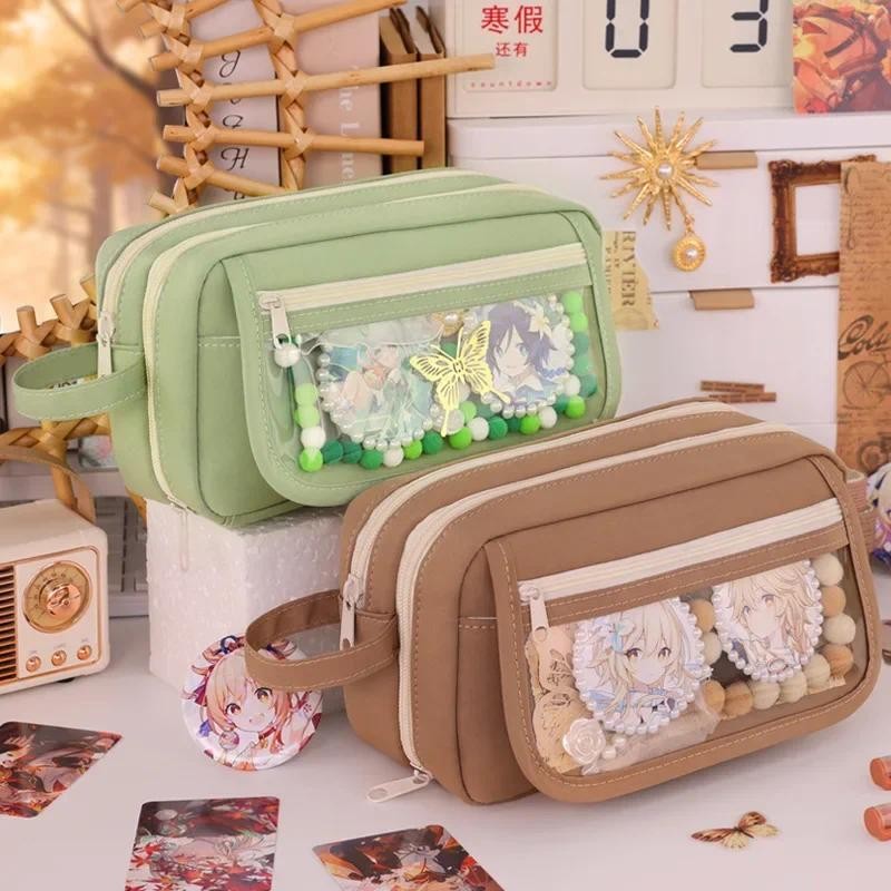 

Kawaii Pencil Case Multi-Compartments Pencil Bag Pen Pouch Large Capacity Cute Korean Stationery School Supplies Organizer