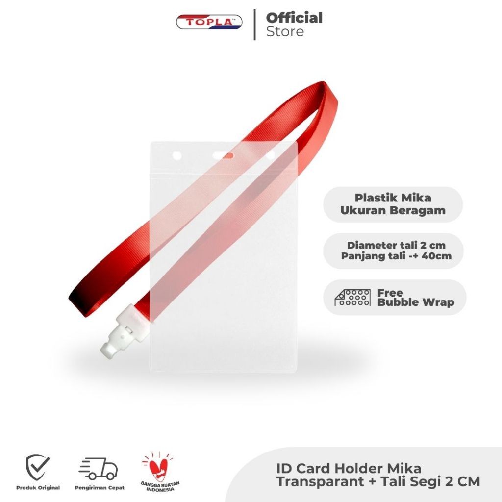 

TOPLA ID CARD MIKA + Tali Segi 2 CM/ Name Tag Panitia/ Plastik Mika Transparan