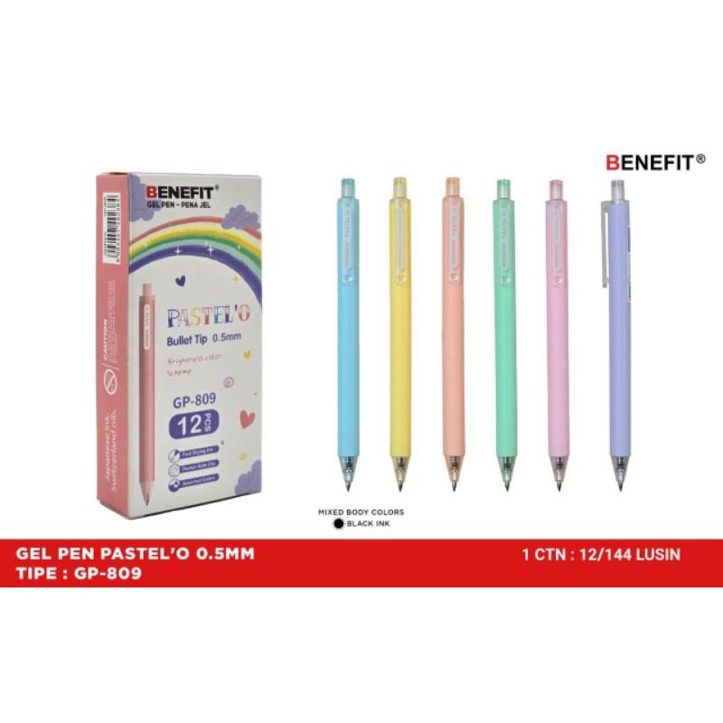 

Pulpen Gel Benefit Gp-809 Pastel'O ( 1pak/12pcs )