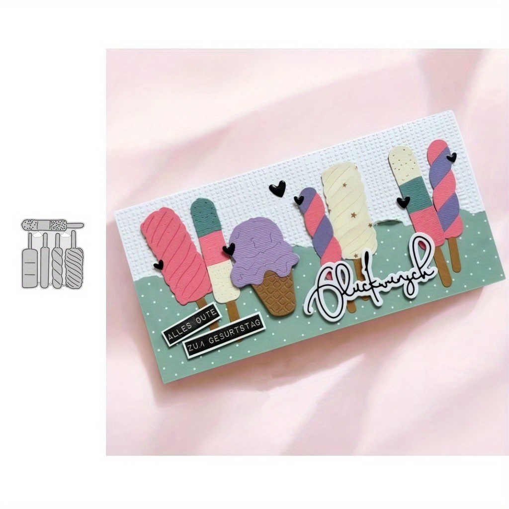 

2025 New Arrival Ice Cream on A Stick Set Metal Cutting Dies for DIY Scrapbooking Card Making Stencil Embossing Craft Decoration