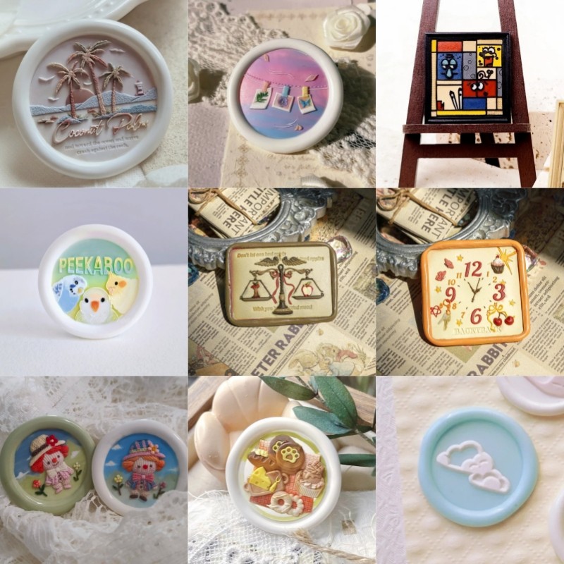 

Fire Lacquer Seal Apple Shaped Multi-Layer Precision Carved Butterfly 3d Relief Copper Head Envelope Sealing Stamp Toy