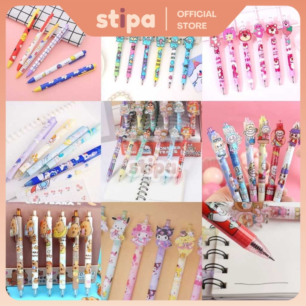 

STIPA Pena Ballpoint Gambar Karakter Akrilik Pen Pulpen Alat Tulis ATK Sekolah Kantor Fancy Christmas Stationery Campur