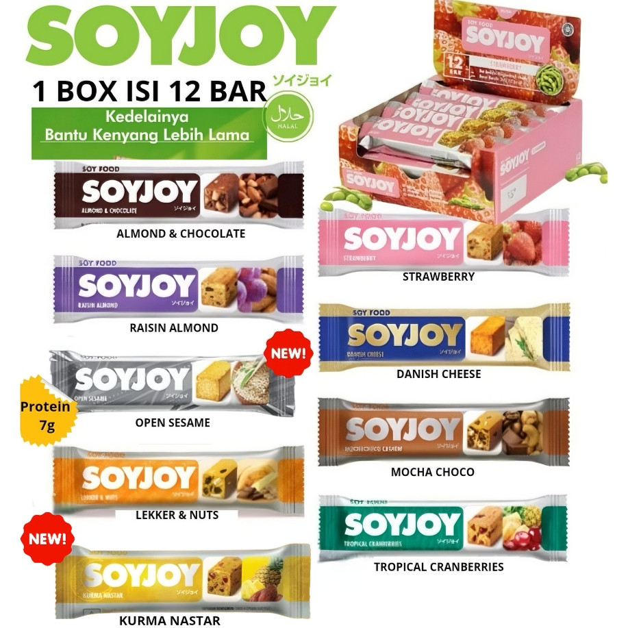 

PROMO SOYJOY 1 BOX isi 12 Snack protein Bar Kedelai tenaga recovery lari sepeda olahraga