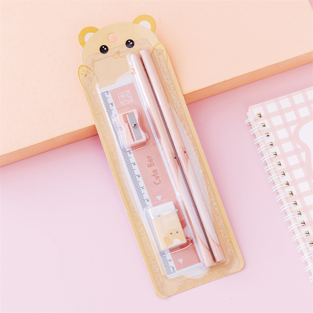 

Kawaii Cartoon Bear Stationery Set Learning Drawing Sketch Pencil Set Stationery Student School Office Supplies For Kids Gift