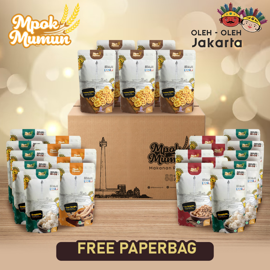 

PAKET OLEH OLEH JAKARTA MPOK MUMUN ISI 25 - Akar kelapa/ Biji ketapang/ Kembang goyang/ Rengginang